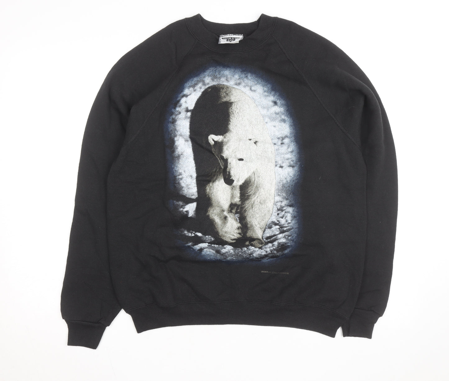 Lee Men’s Black Polar Bear Graphic Print Vintage Sweatshirt L