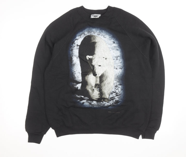 Lee Men’s Black Polar Bear Graphic Print Vintage Sweatshirt L