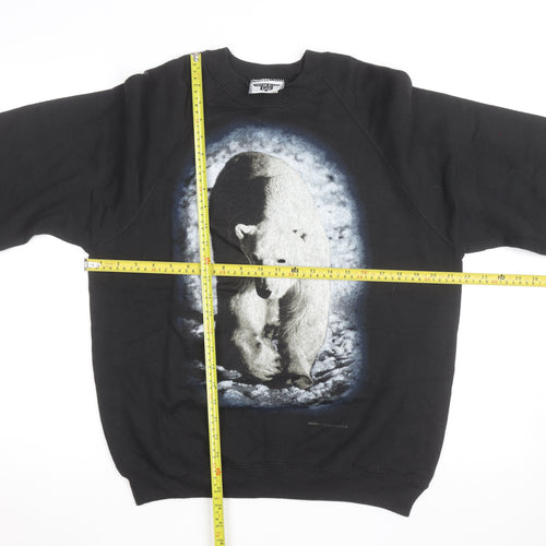 Lee Men’s Black Polar Bear Graphic Print Vintage Sweatshirt L