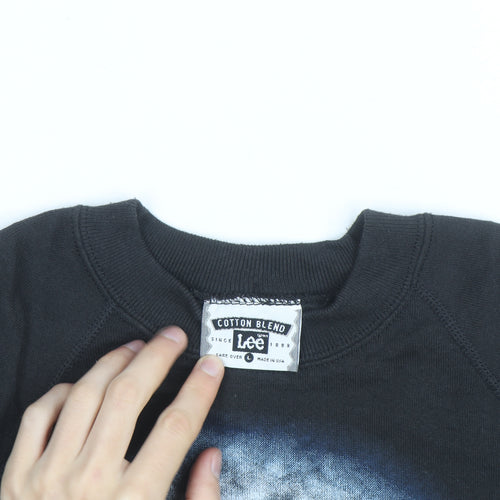 Lee Men’s Black Polar Bear Graphic Print Vintage Sweatshirt L