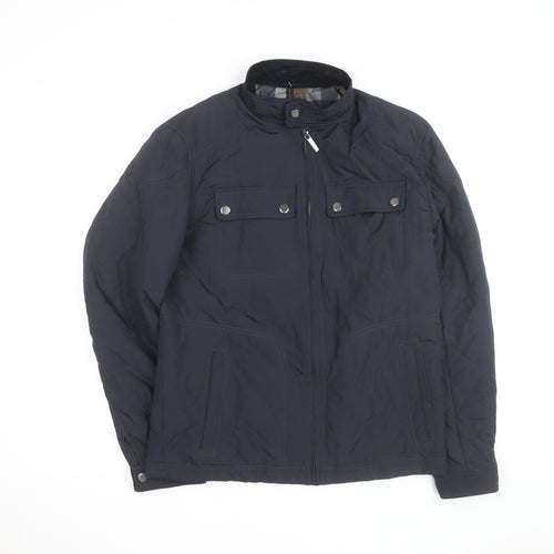 London Fog Men's Blue Quilted Mid-Length Jacket Size S