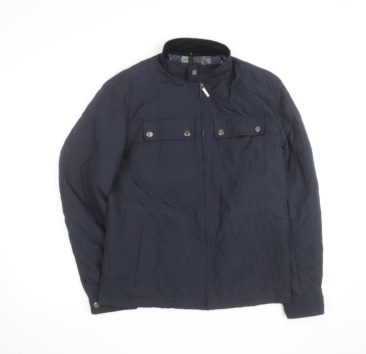 London Fog Men's Blue Quilted Mid-Length Jacket Size S