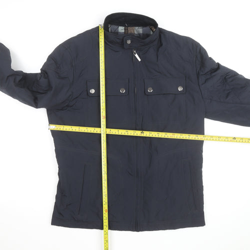 London Fog Men's Blue Quilted Mid-Length Jacket Size S