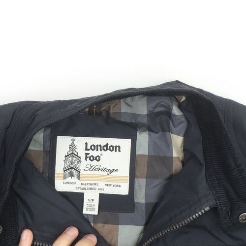 London Fog Men's Blue Quilted Mid-Length Jacket Size S
