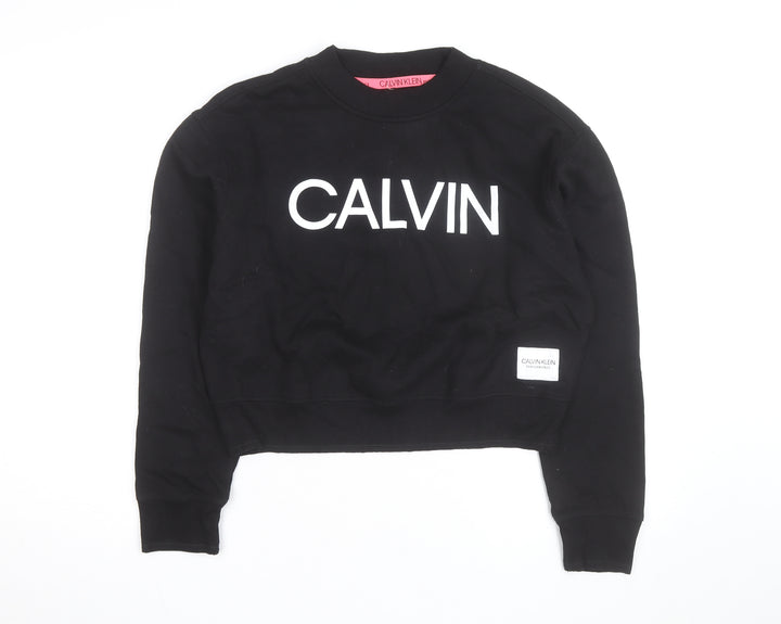 Calvin Klein Women’s Black Logo Crew Neck Pullover Sweatshirt Size M