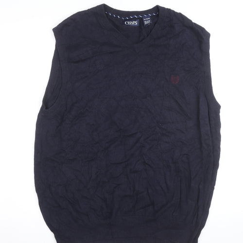 Chaps Men's Blue Cotton V-Neck Sleeveless Knit Vest XL Classic Fit