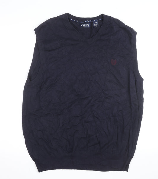 Chaps Men's Blue Cotton V-Neck Sleeveless Knit Vest XL Classic Fit