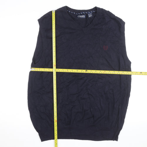 Chaps Men's Blue Cotton V-Neck Sleeveless Knit Vest XL Classic Fit