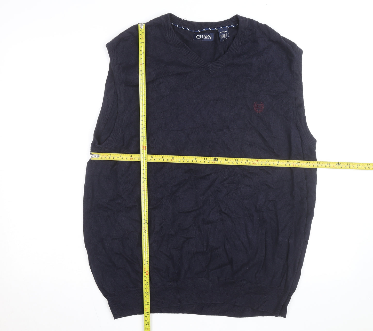 Chaps Men's Blue Cotton V-Neck Sleeveless Knit Vest XL Classic Fit