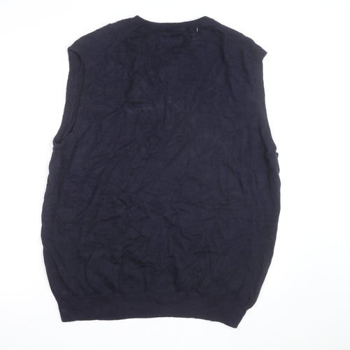 Chaps Men's Blue Cotton V-Neck Sleeveless Knit Vest XL Classic Fit