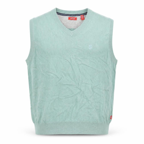 IZOD Mens Green Cotton V-Neck Sleeveless Golf Vest M