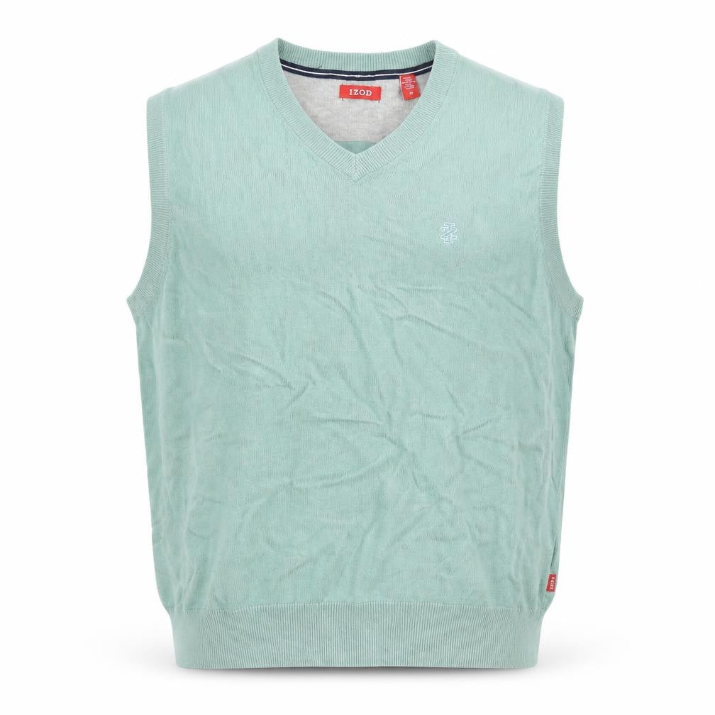 IZOD Mens Green Cotton V-Neck Sleeveless Golf Vest M