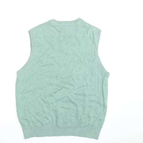 IZOD Mens Green Cotton V-Neck Sleeveless Golf Vest M