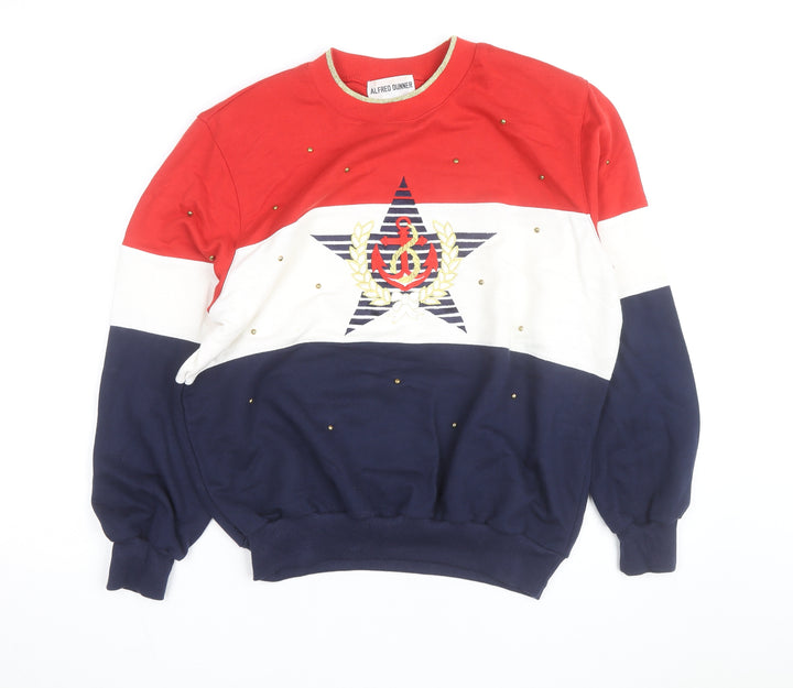 Alfred Dunner Unisex Multicoloured Nautical Graphic Pullover Sweatshirt M
