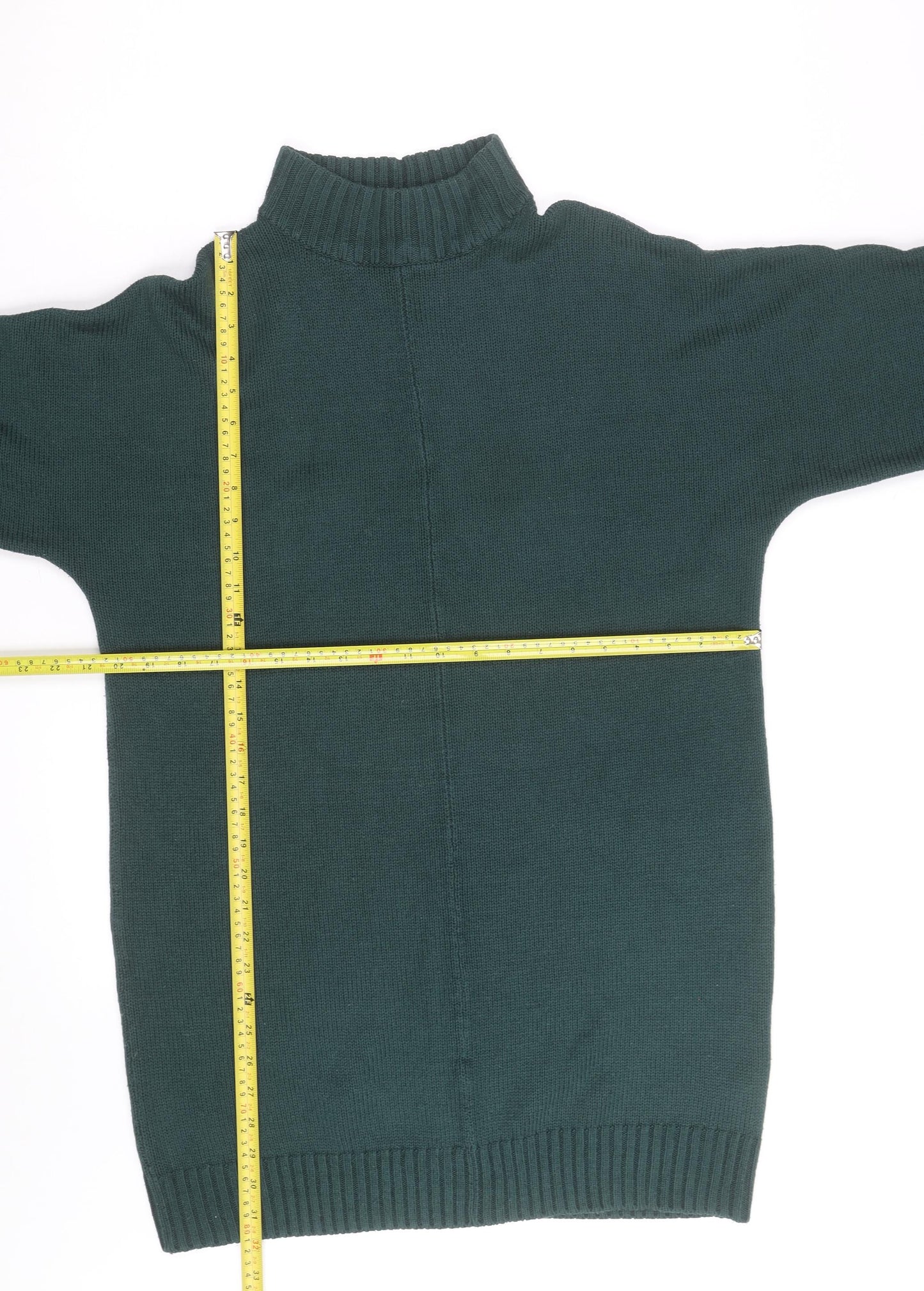 Monki Women Green Mock Neck 3/4 Sleeve Knit Pullover Jumper Size S