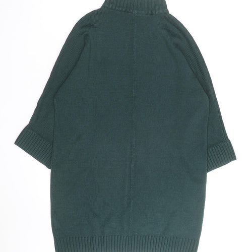 Monki Women Green Mock Neck 3/4 Sleeve Knit Pullover Jumper Size S