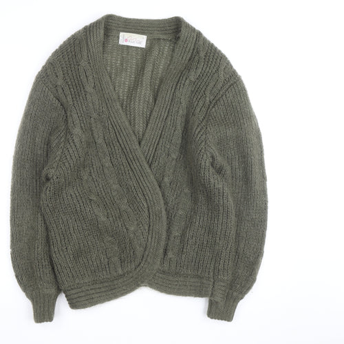 Knit One Women's Green Mohair Acrylic Chunky Knit Cardigan Size L