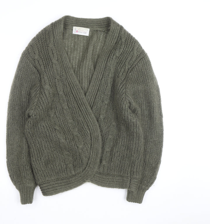 Knit One Women's Green Mohair Acrylic Chunky Knit Cardigan Size L