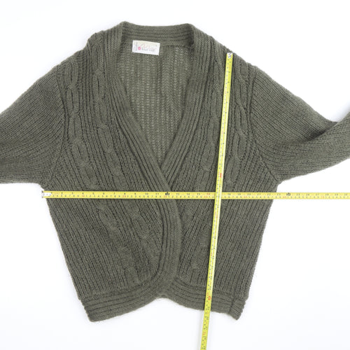 Knit One Women's Green Mohair Acrylic Chunky Knit Cardigan Size L