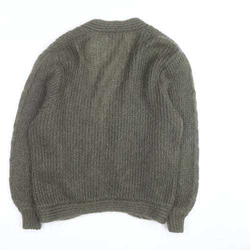 Knit One Women's Green Mohair Acrylic Chunky Knit Cardigan Size L