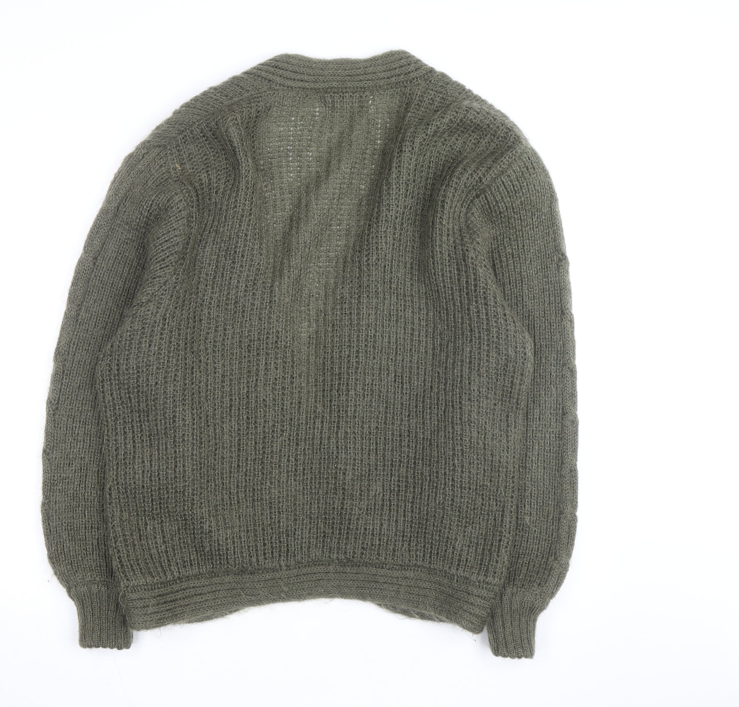 Knit One Women's Green Mohair Acrylic Chunky Knit Cardigan Size L
