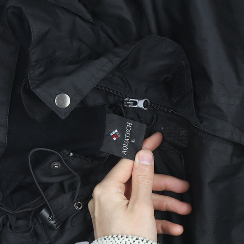 Aquatech Men's Black L Hooded Waterproof Rain Jacket