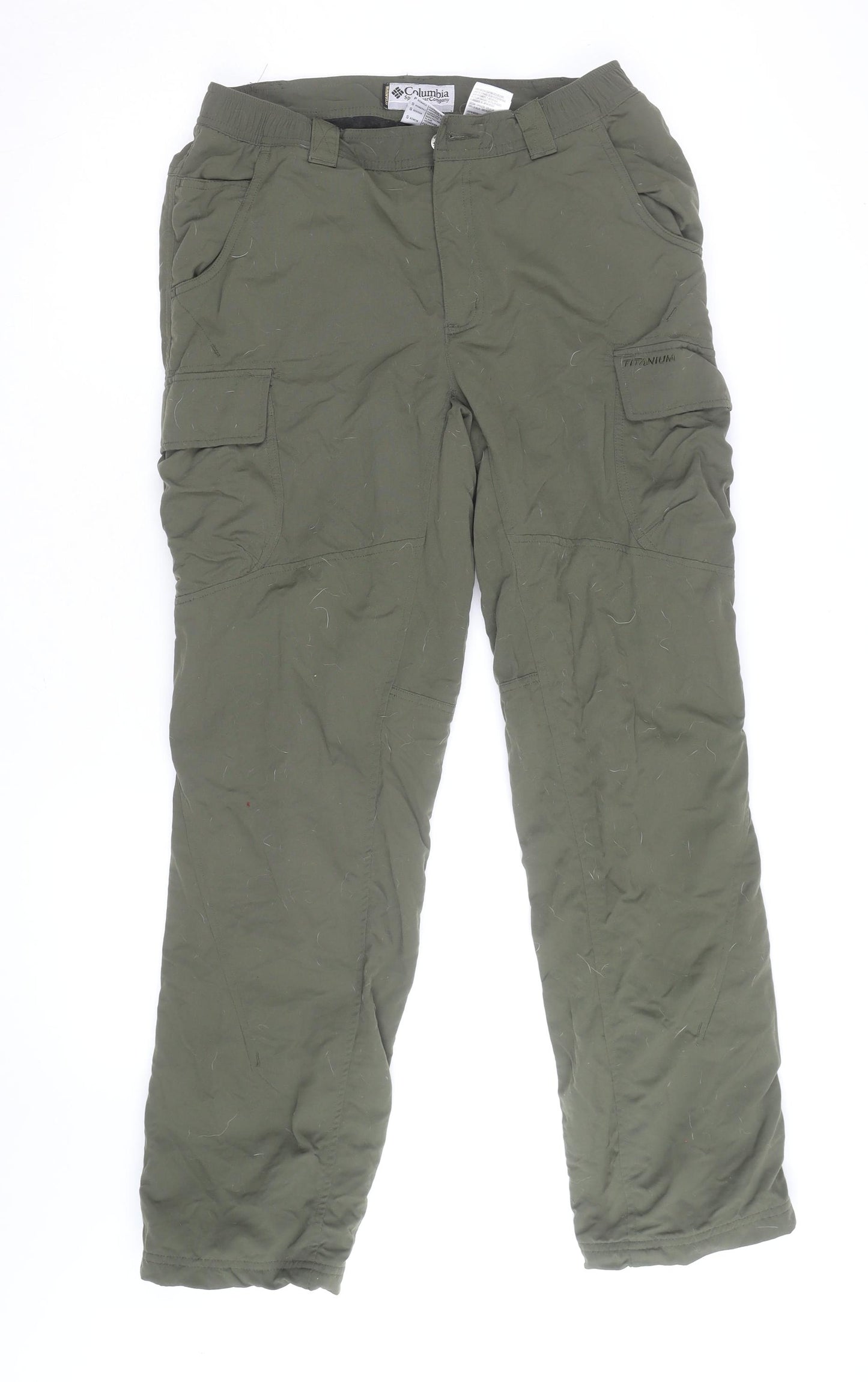 Columbia Men Green Cargo Trousers S Regular Fit Insulated