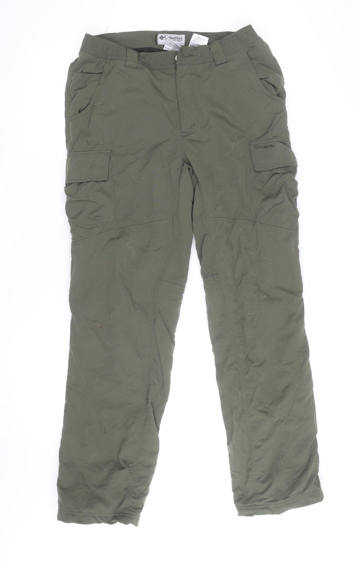 Columbia Men Green Cargo Trousers S Regular Fit Insulated