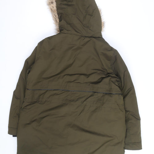 Nutmeg Women's Green Faux Fur Trim Hooded Parka Coat Size 12