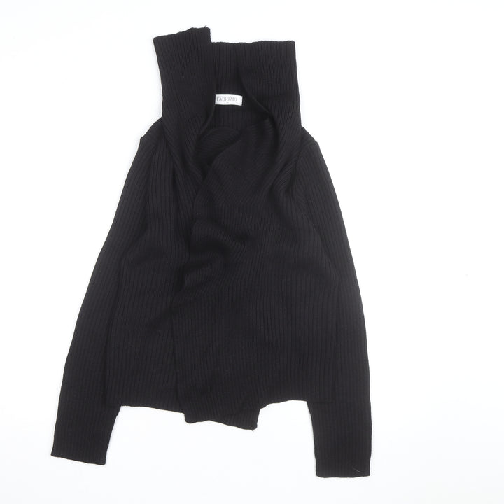 Fabrizio Women Black Ribbed Roll Neck Cardigan Jumper M