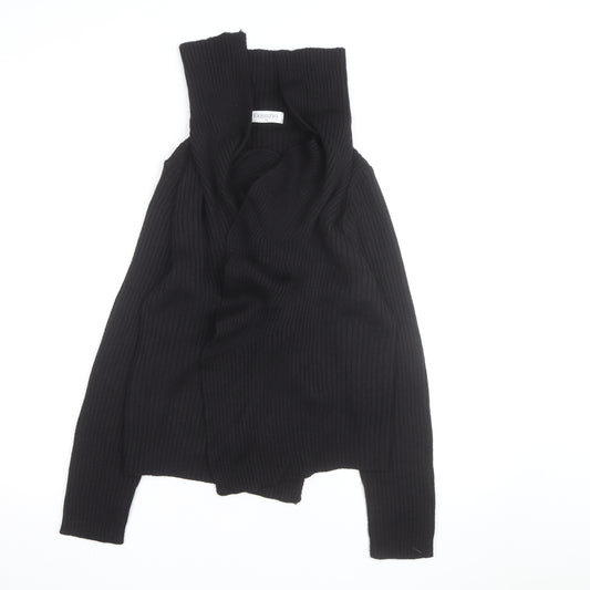 Fabrizio Women Black Ribbed Roll Neck Cardigan Jumper M
