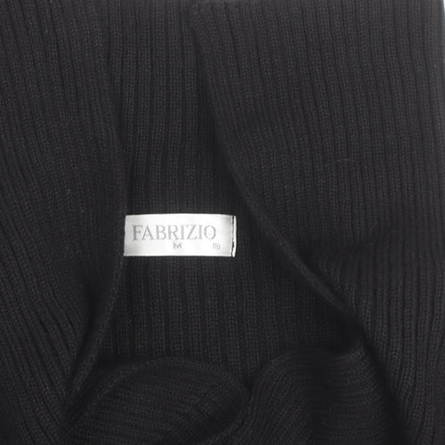Fabrizio Women Black Ribbed Roll Neck Cardigan Jumper M