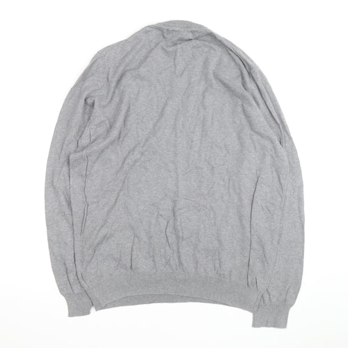 Lyle & Scott Men's Grey V-Neck Cotton Jumper Size L