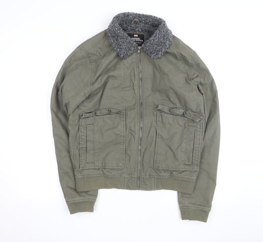 Superdry Men's Green Military Bomber Jacket Medium Sherpa Collar