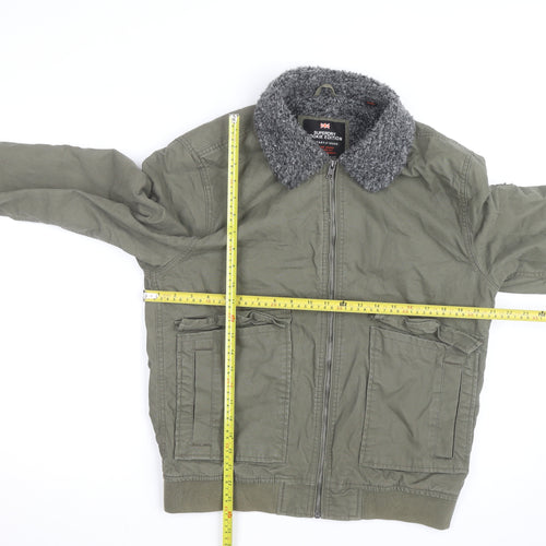 Superdry Men's Green Military Bomber Jacket Medium Sherpa Collar
