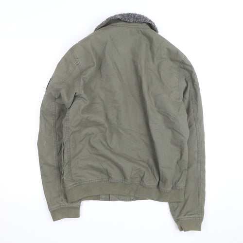 Superdry Men's Green Military Bomber Jacket Medium Sherpa Collar