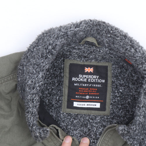 Superdry Men's Green Military Bomber Jacket Medium Sherpa Collar