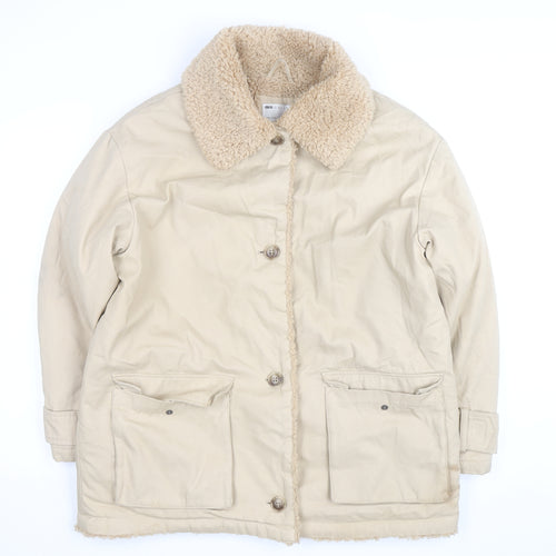 ASOS DESIGN Women's Beige Coat Size 8 Faux Fur Collar Lined Overcoat