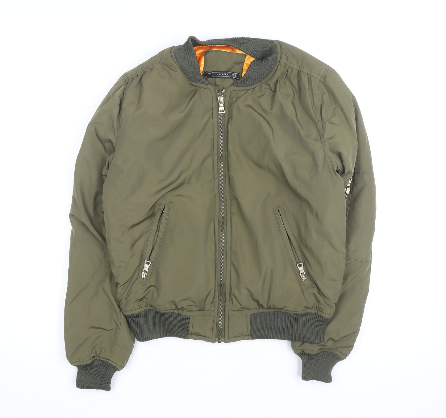 AQRXA Men's Green M Bomber Jacket Full Zip Casual Style