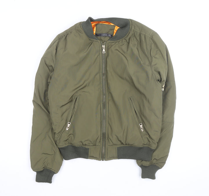 AQRXA Men's Green M Bomber Jacket Full Zip Casual Style