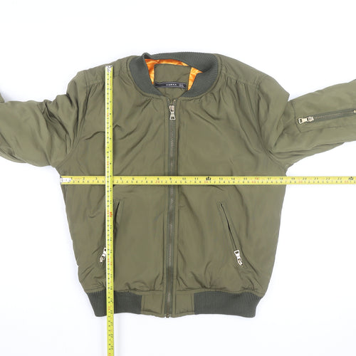 AQRXA Men's Green M Bomber Jacket Full Zip Casual Style