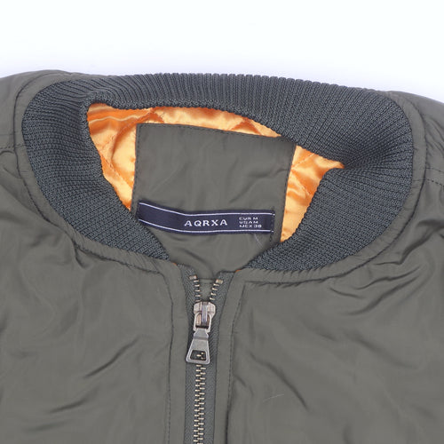 AQRXA Men's Green M Bomber Jacket Full Zip Casual Style