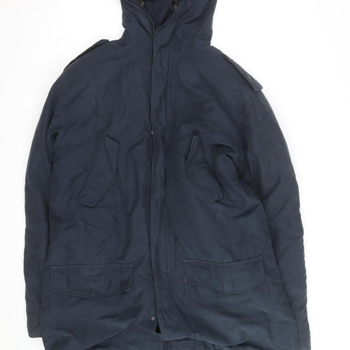 Ben Sherman Men's Blue Hooded Parka Coat Size L Cotton Lined