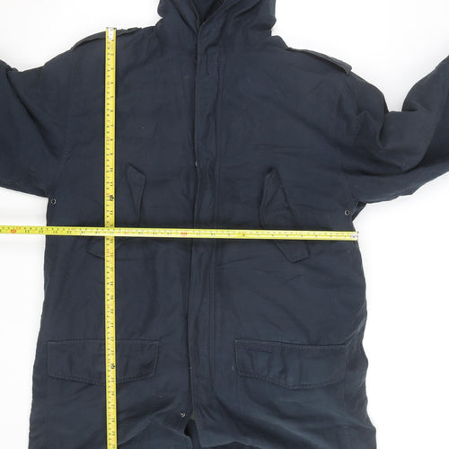 Ben Sherman Men's Blue Hooded Parka Coat Size L Cotton Lined