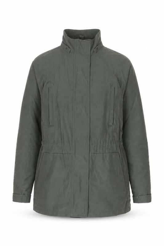 Front view of St. Johns Bay Men's Green Cotton Nylon Parka Jacket, size M
