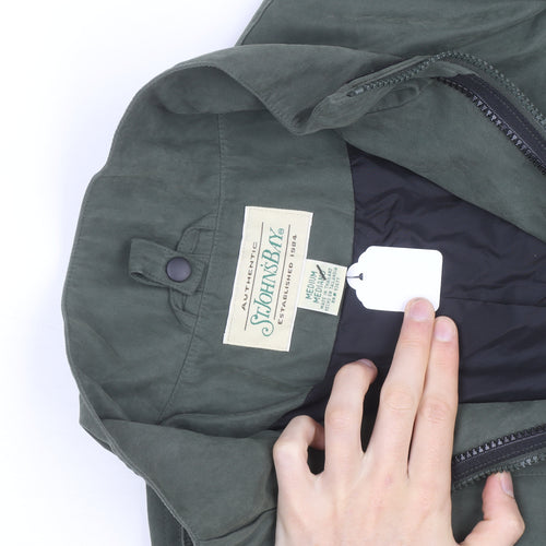 St. Johns Bay Men's Green Cotton Nylon Parka Jacket Size M