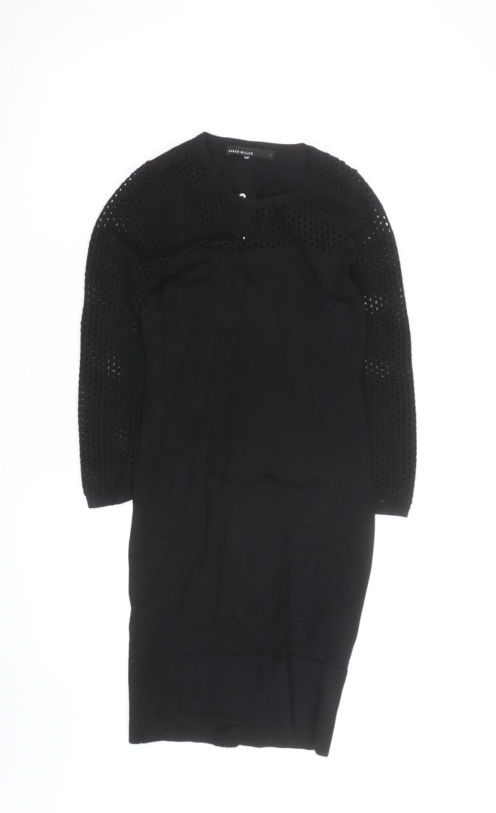 Karen Millen Women Black Knit Bodycon Dress Size S