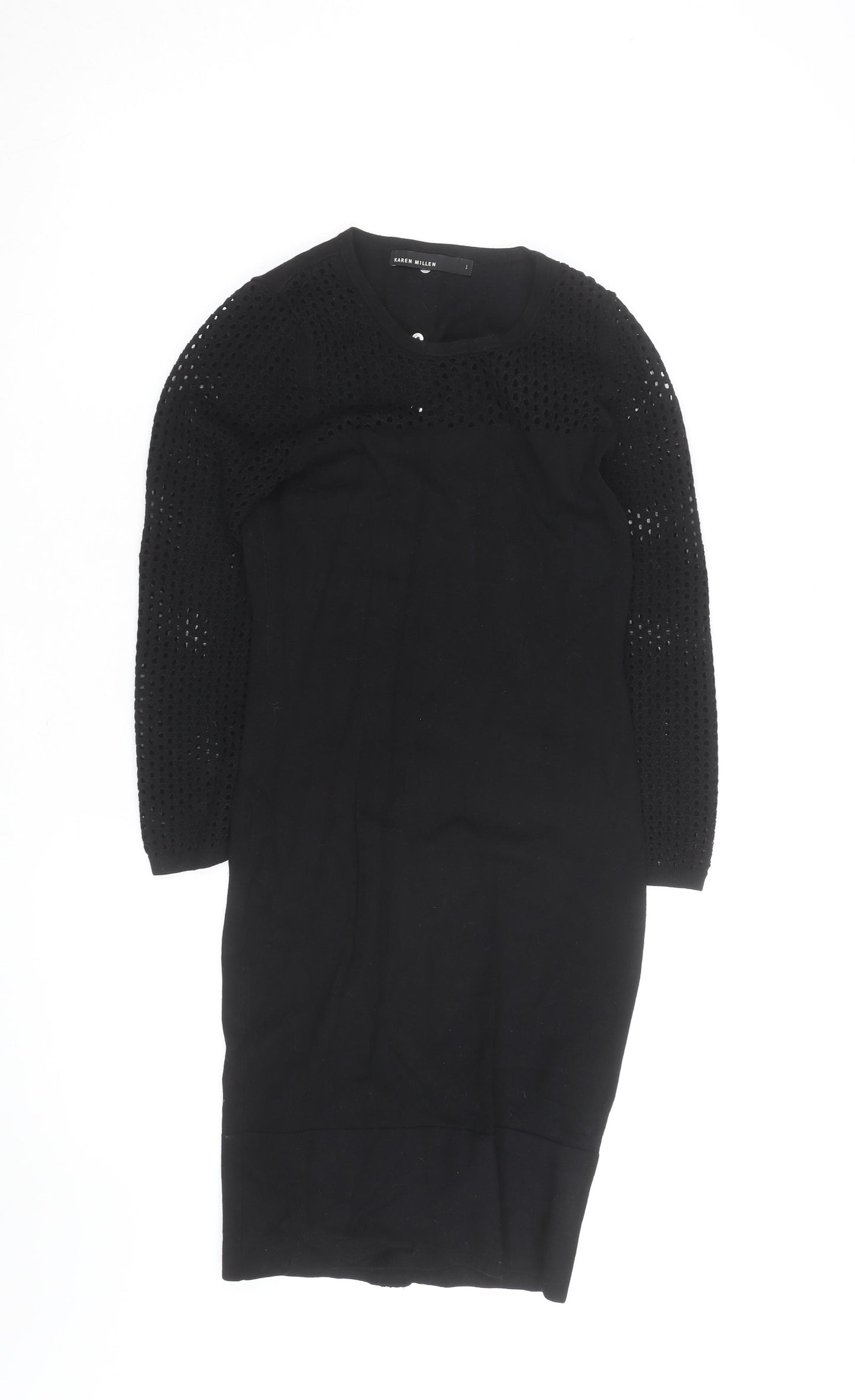 Karen Millen Women Black Knit Bodycon Dress Size S