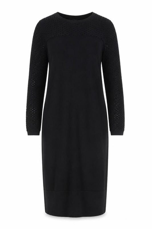 Front view of Karen Millen Women Black Knit Bodycon Dress, size S