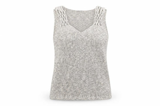 Front view of Next Women’s Beige Knit Sleeveless Vest Jumper UK 16
